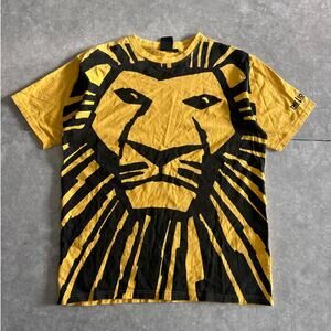 2000s Vintage Lion King Lion Face Big Print Yellow T Shirt Size L